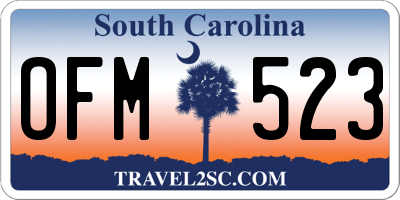 SC license plate OFM523