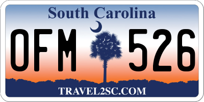 SC license plate OFM526
