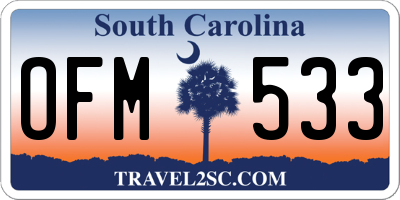 SC license plate OFM533