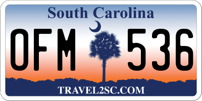 SC license plate OFM536