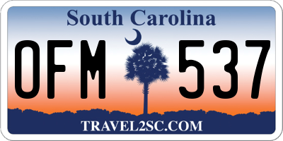 SC license plate OFM537