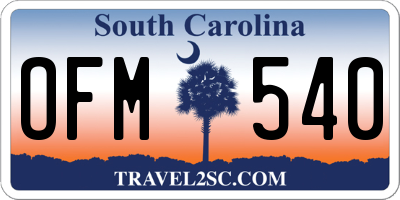 SC license plate OFM540