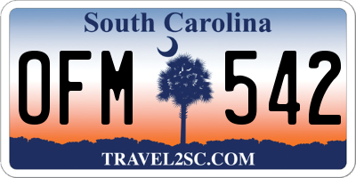 SC license plate OFM542