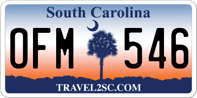 SC license plate OFM546