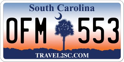 SC license plate OFM553
