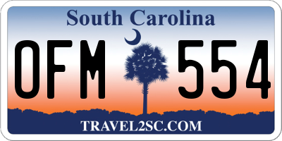 SC license plate OFM554