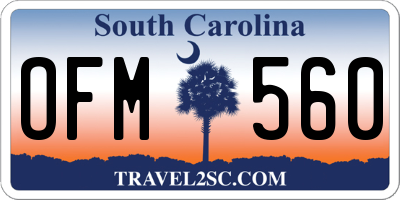 SC license plate OFM560