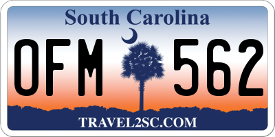 SC license plate OFM562