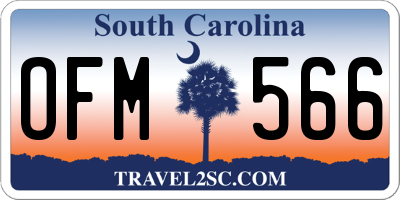 SC license plate OFM566