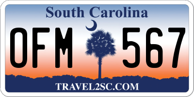 SC license plate OFM567