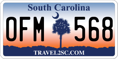 SC license plate OFM568