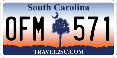 SC license plate OFM571