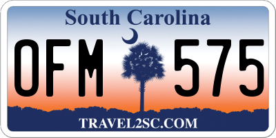 SC license plate OFM575