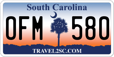 SC license plate OFM580