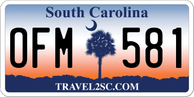 SC license plate OFM581
