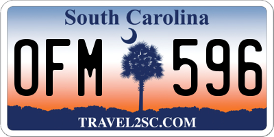 SC license plate OFM596