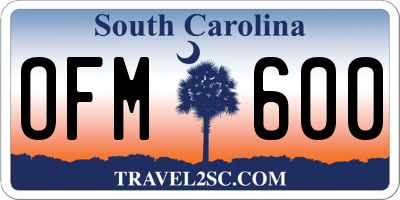 SC license plate OFM600