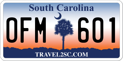 SC license plate OFM601