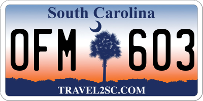 SC license plate OFM603