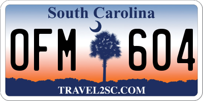SC license plate OFM604