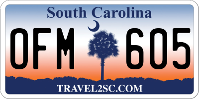 SC license plate OFM605