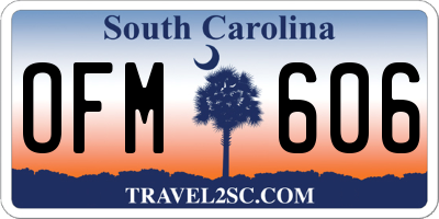 SC license plate OFM606