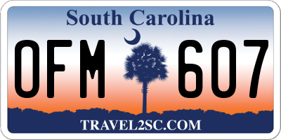 SC license plate OFM607