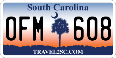 SC license plate OFM608