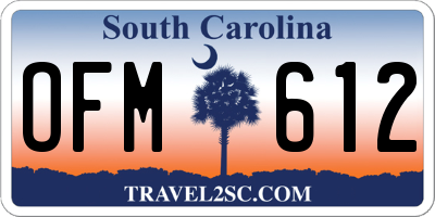SC license plate OFM612