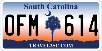 SC license plate OFM614