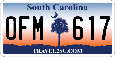 SC license plate OFM617