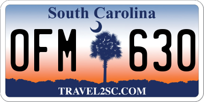 SC license plate OFM630
