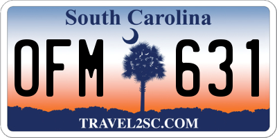 SC license plate OFM631