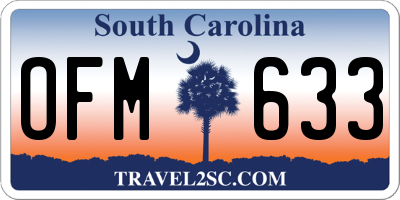 SC license plate OFM633
