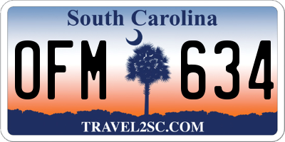 SC license plate OFM634