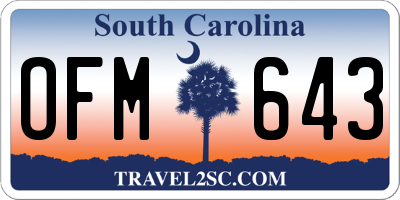 SC license plate OFM643