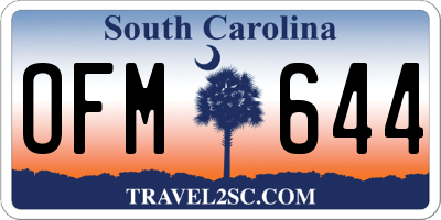 SC license plate OFM644