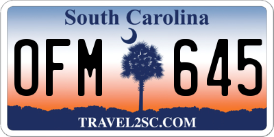 SC license plate OFM645