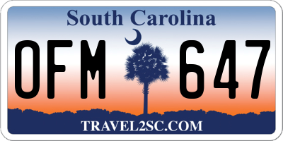 SC license plate OFM647