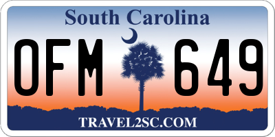SC license plate OFM649