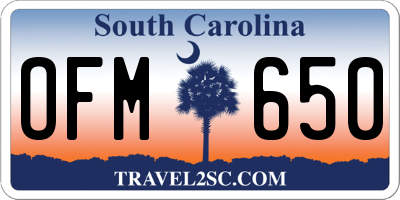 SC license plate OFM650