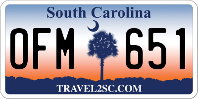 SC license plate OFM651
