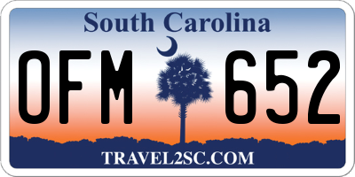 SC license plate OFM652
