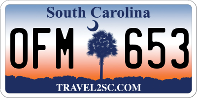 SC license plate OFM653