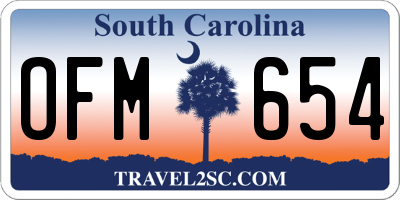 SC license plate OFM654