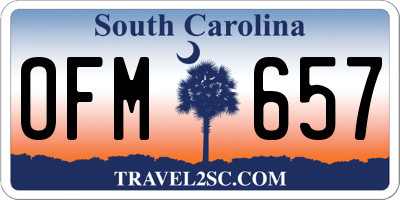 SC license plate OFM657