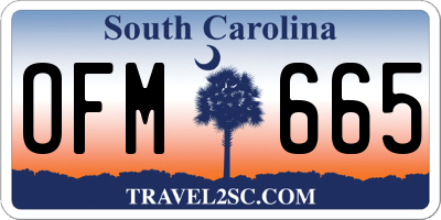 SC license plate OFM665