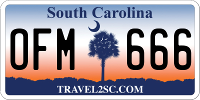 SC license plate OFM666