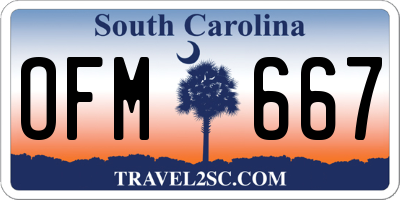 SC license plate OFM667