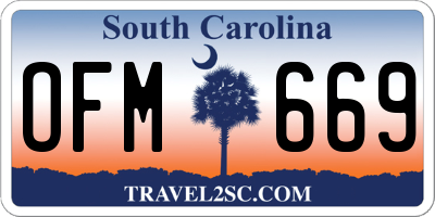 SC license plate OFM669